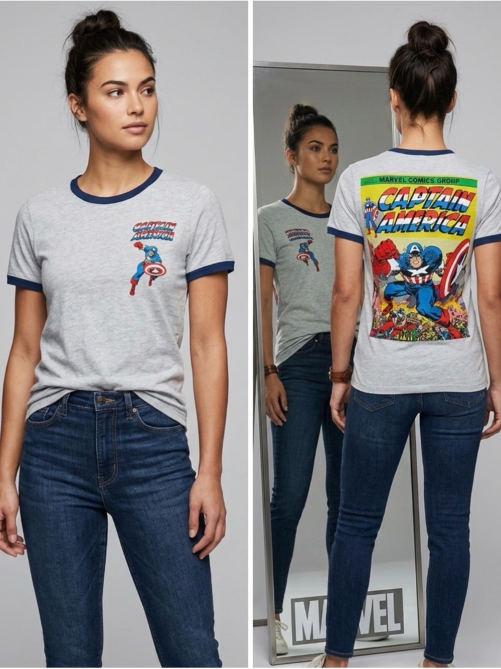 Aeropostale women’s Captain America Ringer Tee size Small